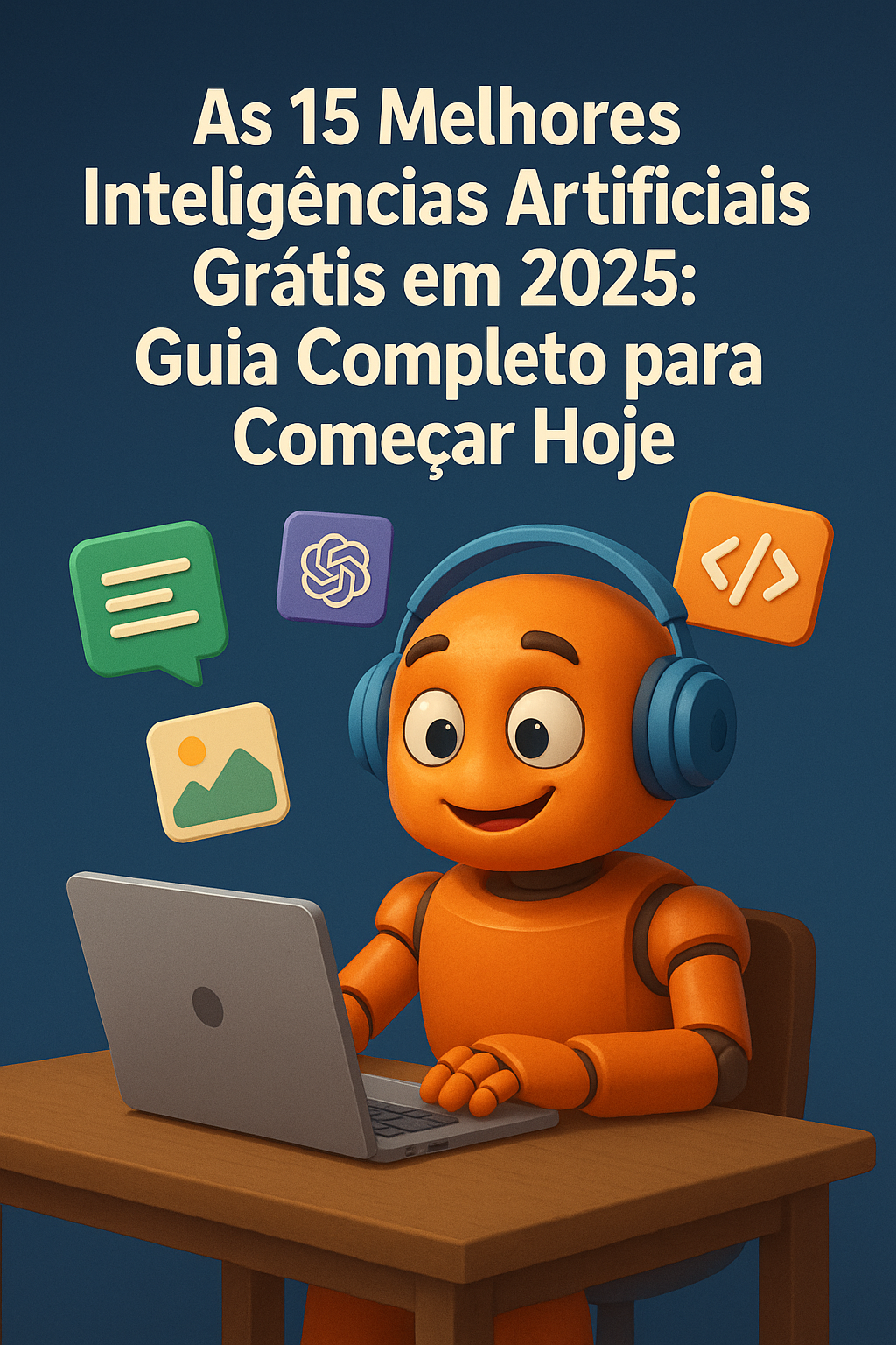 Robo utilizando inteligências artificiais grátis no computador para criar conteúdo e automatizar tarefas